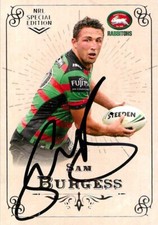 Signed 2018 SOUTH SYDNEY RABBITOHS NRL Card SAM BURGESS Glory