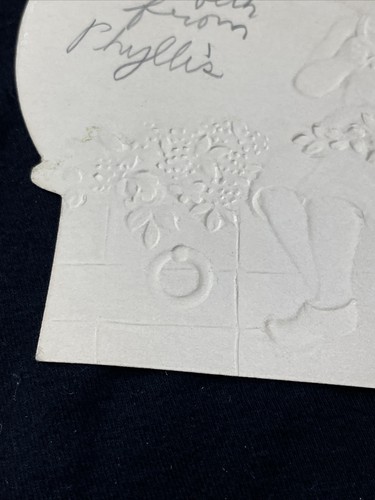 Valentine’s Day Card Vintage Die Embossed Standing Dutch Girl Do You Love Me Not - Picture 10 of 12