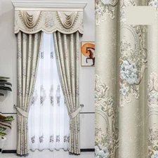 French luxury cloth window thick relief Jacquard curtain valance tulle M1657