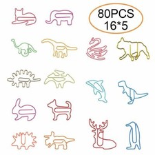 80pcs Chic Animals Paper Clips Bookmark Coated Paper Clips Office School Supplie