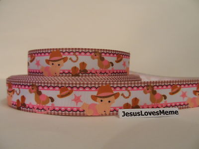 Grosgrain Ribbon, Baby Cowgirl with Horse Boots Cowboy Hat, Baby Shower, 7/8''