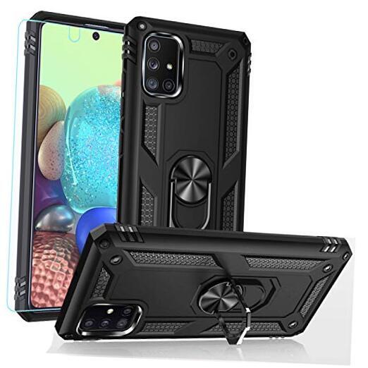 Samsung Samsung Galaxy A71 5G Black Military Grade Rotating Ring Kickstand Case
