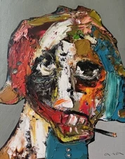 Original abstract painting oil on canvas board 8x10 in by Anastasiya Kimachenko