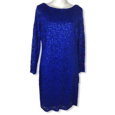 long sleeve knitted jumper dress Blue Long Sleeve Knit Jumper Dress with Split main image 1