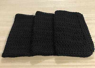 HANDMADE SET OF 3 CROCHET COTTON DISH CLOTHS OR WASH CLOTHS 8.5x8.5 INCHES *NEW*