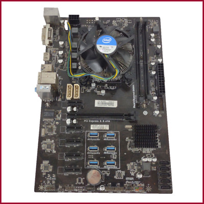 12 GPU Video Card Crypto Mining Motherboard PCI PCIe w/ Intel Pentium G4400T CPU