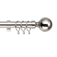 Extendable Metal Curtain Pole Includes Superior 60mm Finials, Rings & Fittings
