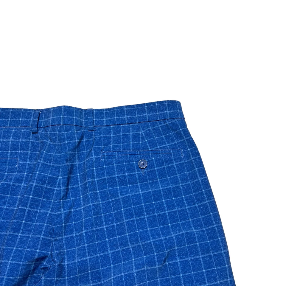 Pantalones Cortos de Golf Walter Hagen Para Hombre Talla 34 Azul A Cuadros Frente Plano Performance Tech Foto 3 de 4