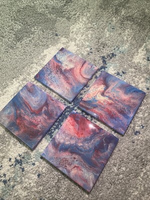 Acrylic Pour Coasters - 4 piece Set