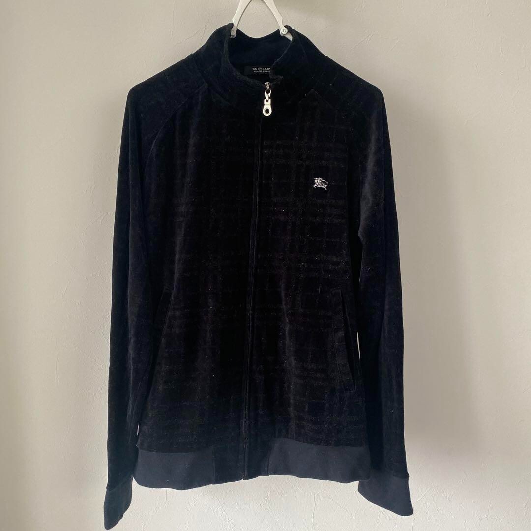 Burberry Black Label Nova Check Fleece Jacket Black Full zip Men Size 2 Used