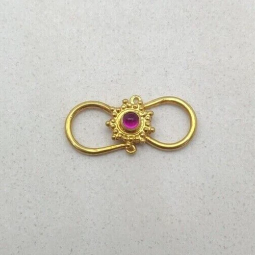 18X8MM 18k Gold S Lock Charm Studded With Color Red Stone For necklace Bracelet - Image 4 of 4