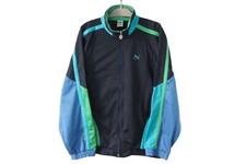 Vintage PUMA Track Jacket Full Zip Size XL blue 90s classic sport windbreak