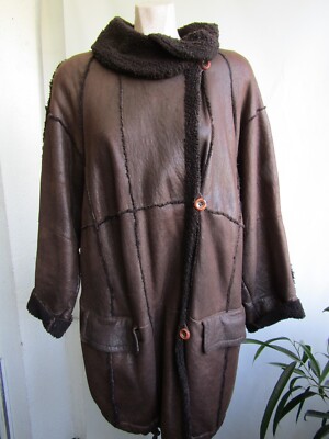 Werner Christ Damen LederMantel, Jacke, Braun, Lammfell, Vintage