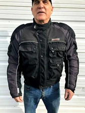 Olympia Sports Men's Commando Motorcycle Jacket MD Black/Grey 22-0135 Waterproof