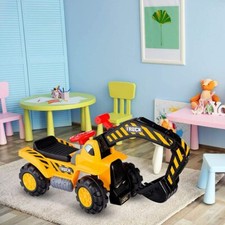 Koparka do siedzenia Zjeżdżalnia Zabawka dla dzieci Koparka do piasku Klakson Ochrona przed przechyleniem Schowek