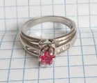 Vintage Ring Red White stones Sterling Silver 925 test Women Jewelry size 9