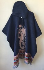 Llama Poncho with Hood  Soft Comfortable Wool  Navajo Howling Wolf Handcrafted