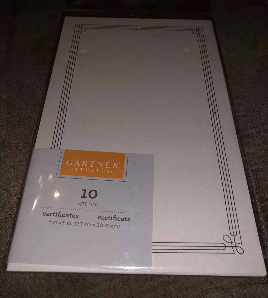 Certificados de Gartner Studios cantidad 10. Nuevo en embalaje. 5X8”. Borde blanco negro Foto 2 de 4