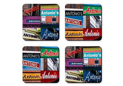 Personalized Coasters featuring the name ANTONIO in photos of signs - Set of 4 