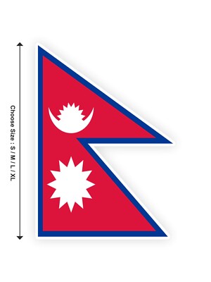 Nepalese flag sticker 10cm (S) - 28cm (XL) sticker white edge