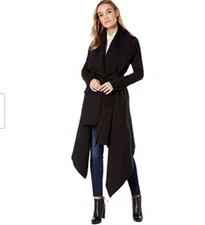 Norma Kamali Women Uneven Coat ,Black Sz L / 40