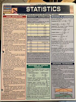 Barcharts Statistics Quick Study Guide Holes For 3 Ring Binder College Prep