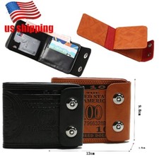 Short Leather Bifold Card Wallet For Mens Bill Money US 100 Dollar Print Purse