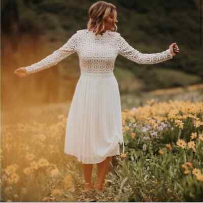 Lorenart Arabella Lace Midi Dress NEW Ivy City Arabella Cream Lace Midi  Dress Size Small NWT