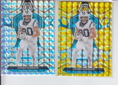 (2) 2024 Mosaic CHUBA HUBBARD Yellow Reactive + Silver Prizm Panthers #30