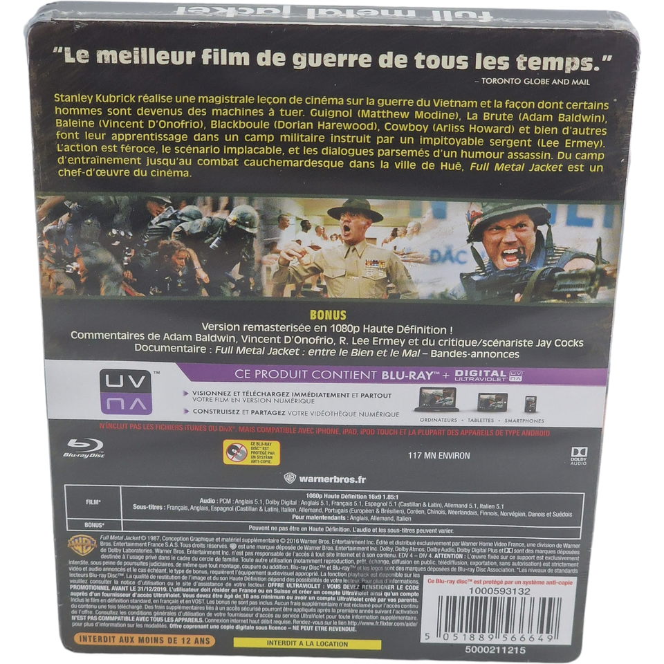 Full Metal Jacket Steelbook BluRay Edition Premium [Collection Fnac Fr] Region eBay