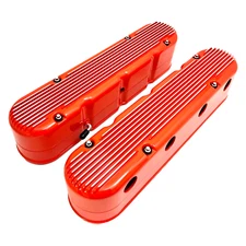 GM LS Valve Covers Aluminum Hidden Coils Finned Top 2 Piece Design Chevy Orange
