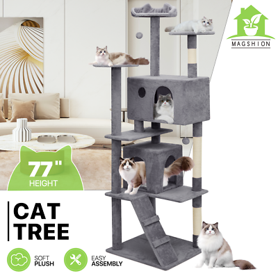 #ad Cat Tree Cat Tower Large Kitten Playing Condo House 77quot; Multi level Tipping Rope $37.09