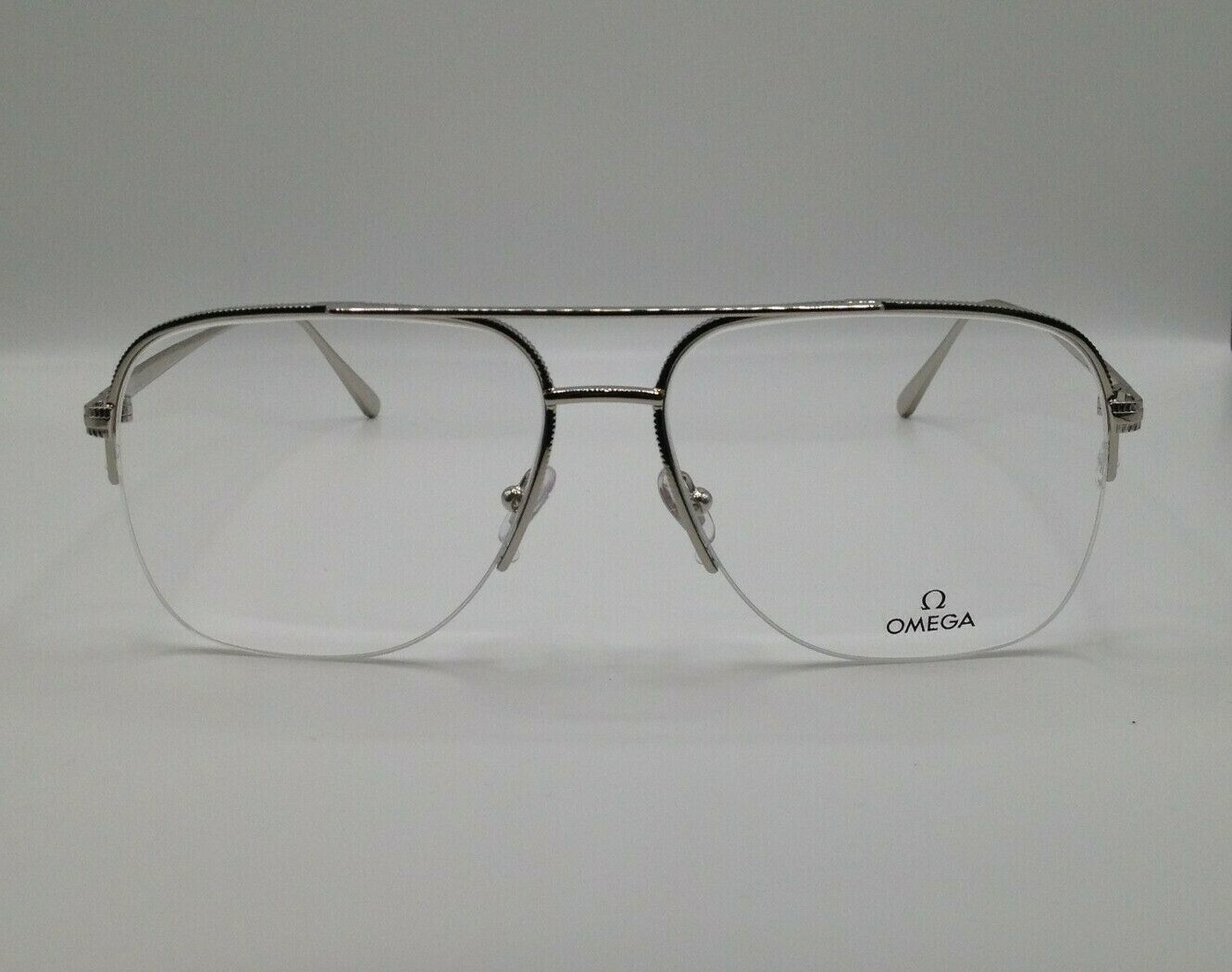OMEGA OM 5031 016 Серебристая оправа для очков-авиаторов без оправы из металла 59-15-145