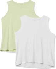 NEW Danskin Women's Essential Breathe 2 Pack Tank White/Light Green L-XL