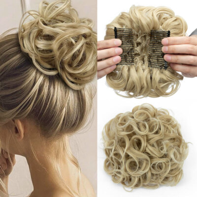Bridal Curly Messy Bun Hair Piece Scrunchie Comb Clip Hair Updo Extensions 90g