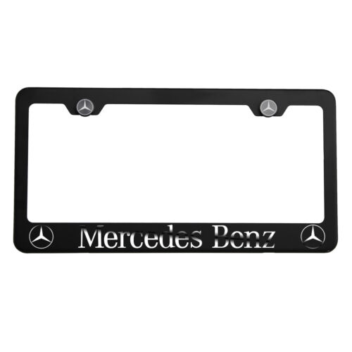 Marco de licencia negro mate grabado láser para Mercedes Benz de acero inoxidable con tapa - Imagen 3 de 11