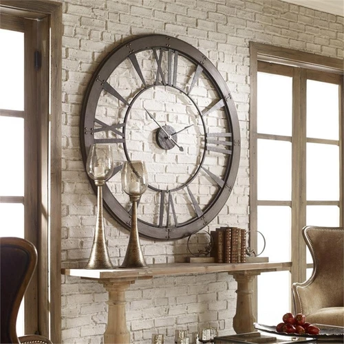 Uttermost Ronan 60" MDF Wood and Metal Wall Clock in Dark Rustic Bronze/Gray - Picture 4 of 4
