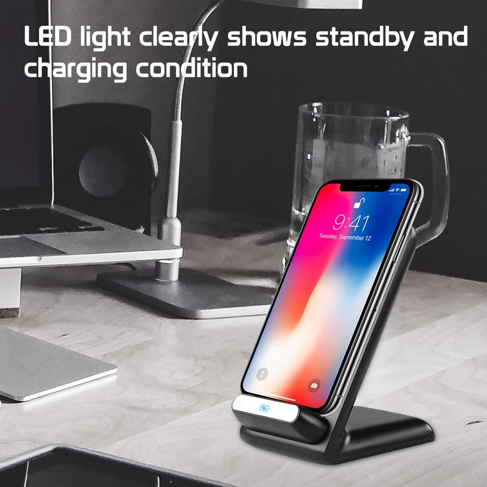 Cellet 10 Watt Dual Coils Wireless Standing Charger Compatible with Apple iPhone - Image 2 of 4