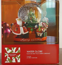Holiday Home Accents Musical Snow Globe With Tree Santa Snow People Packages