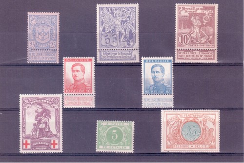 Belgium Scott #s 78, 79, 80, 103, 105, B30, J3 & Q34 Stamps Set of 8 MLH