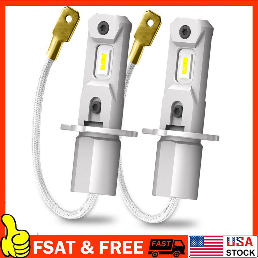 2Pcs H3 LED Light Fog Bulb Conversion Kit Super Bright White DRL Lamp 6000K 55W