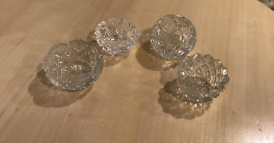 Salt Cellars Set of 4 Crystal Clear Glass Variety Round Shaped