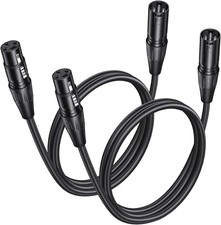 2-Pack Premium 3ft XLR Microphone Cable Male to Female OFC Mic Cord Black