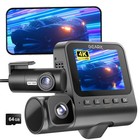 GEARit 3-Channel 4K Dash Cam - Front, Inside & Rear with GPS & Night Vision, 64G