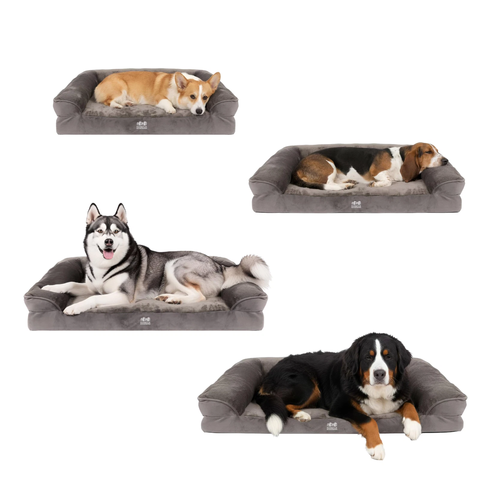 1x Deluxe Waterproof Dog Bed Grey Soft Pet Cat Cushion Washable Cover