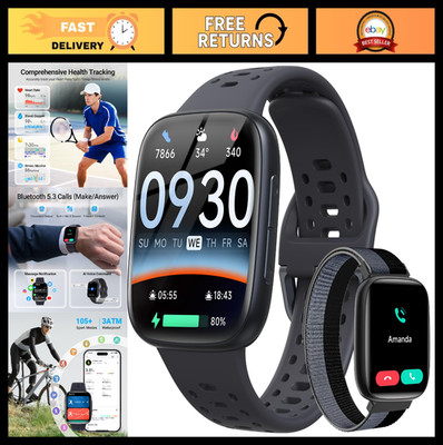 Men's Smart Watch Fitness Tracker - 1.85'' AMOLED, Waterproof, Bluetooth Calls, H