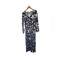 Socialite Blue and White Long Sleeve Maxi Dress Floral Print