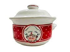 Vtg Campbell's Soup Bowl 1998 Mug Cup w/ Handles & Lid Red & White Ceramic