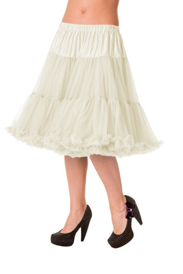 Elfenbein Retro 50er Rockabilly Vintage 23'' ÜBERGRÖSSE Petticoat Rock BANNED Apparel