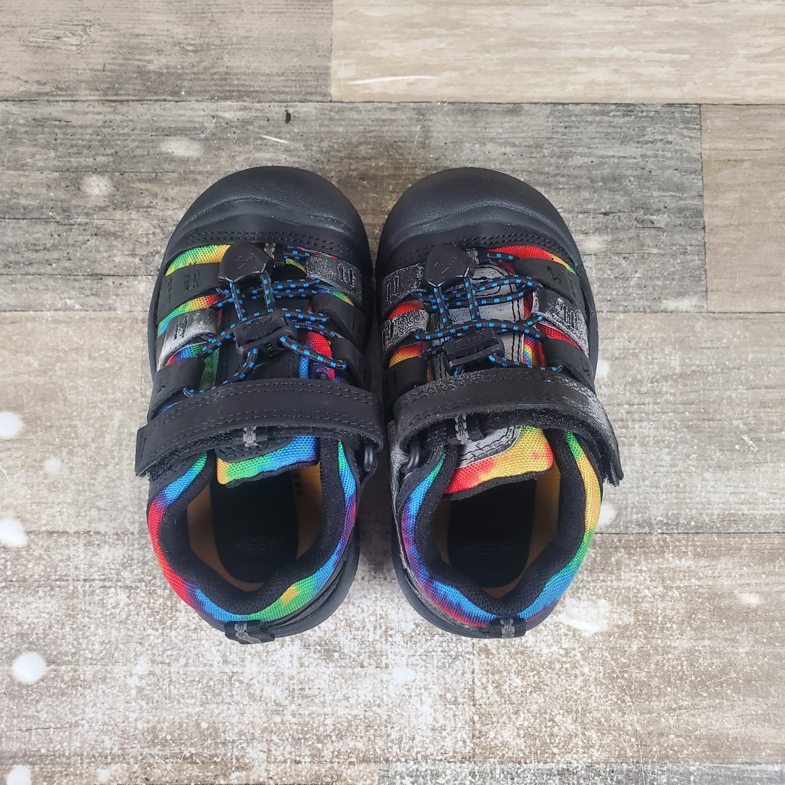 Sandalo bambino Keen Newport taglia 8 blu nero originale tie dye toggle scarpa regolabile